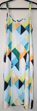 Women's Bloomchic Geometric Print Ruffles Pocket Spaghetti Strap Dress -Size  10