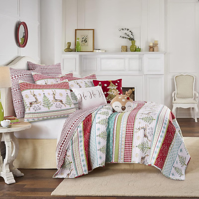 Merry & Bright Comet and Cupid Quilt - Reversible Holiday Decor 86x86 In.