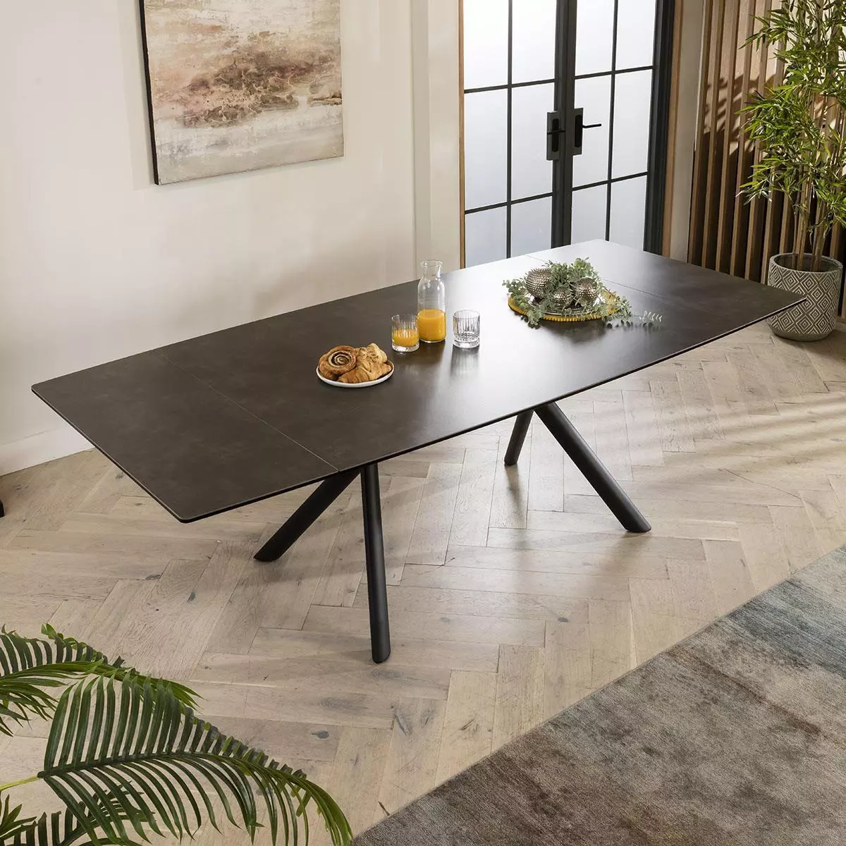 Premium Wide Extending Ceramic 10 Seat Dining Table Grey Slate 160