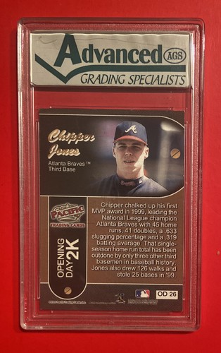 2000 Pacific 2K Opening Day CHIPPER JONES #OD26 AGS 9 Atlanta Braves Graded Card - Picture 2 of 2