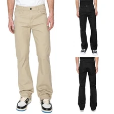 Victorious Men's Casual Stacked Fit Twill Solid Flared Jeans DL994