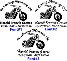 In Loving Memory - Chopper Bike Motorcycle Sticker Decal Memorial Personalized