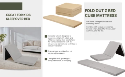 Matelas futon lit Z pliable imperméable tabouret enfant chaise lit pyjama - Photo 1/2