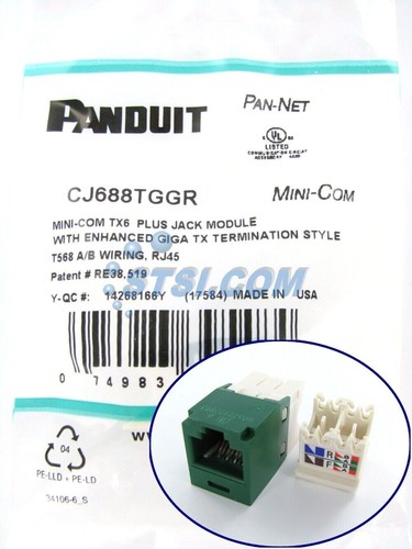 Panduit CAT6 Network Jack Module Gigabit green CJ688TGGR BOX of 50 Free shipping - Photo 6/6