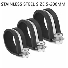 Rubber Lined P Clips Cable Mounting Hose Pipe Clamp Stainless Steel Size 5-200mm