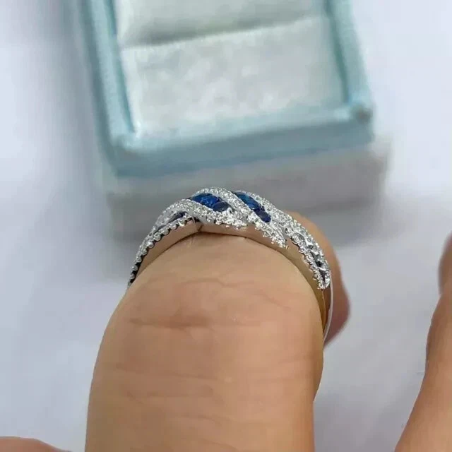 3.00Ct Round Lab-Created Sapphire Women's Engagement Ring 14K White Gold Plated - Image 2 of 4