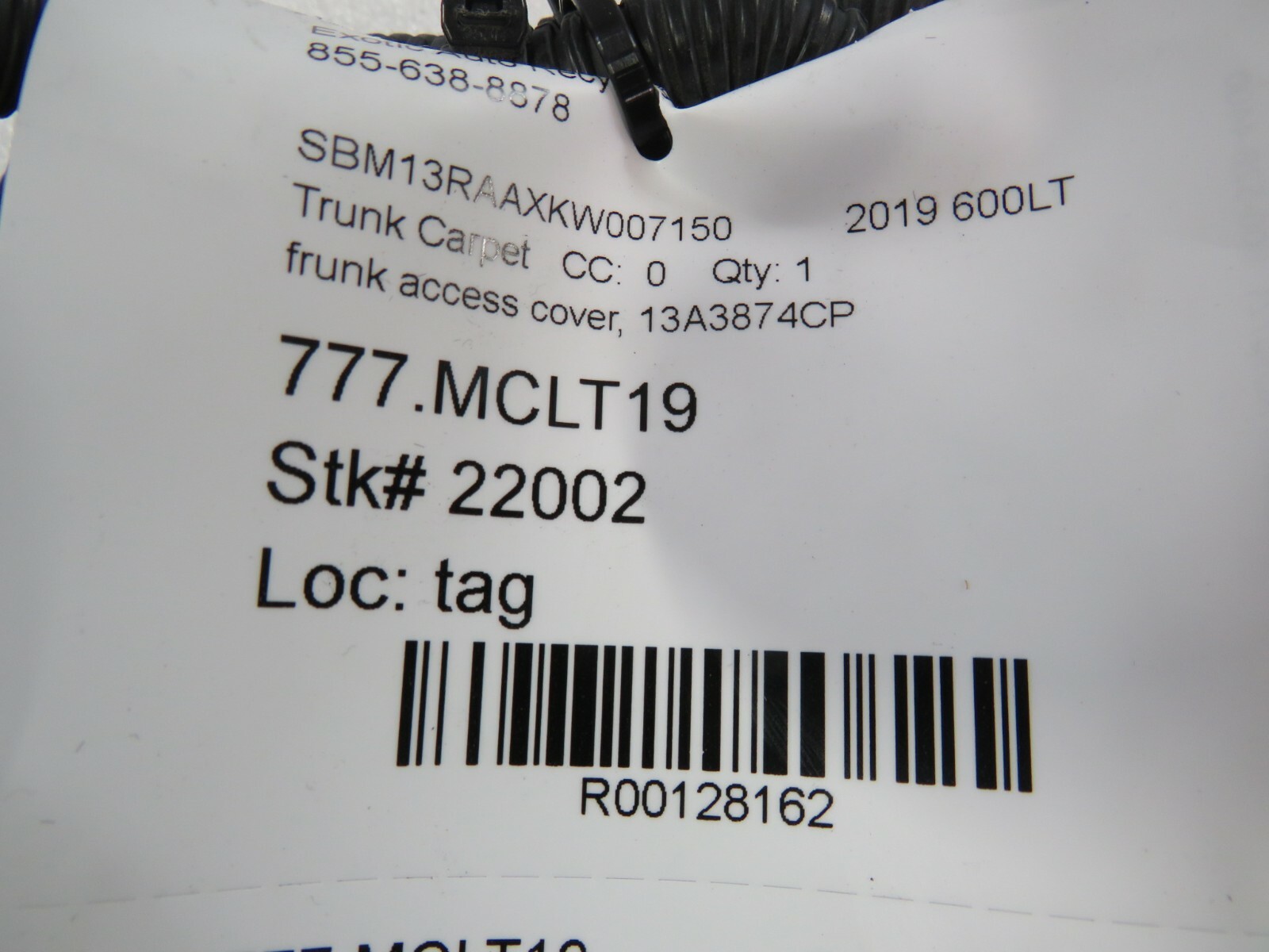 Mclaren 600LT, Front Trunk Access Cover, Used, 13A3874CP