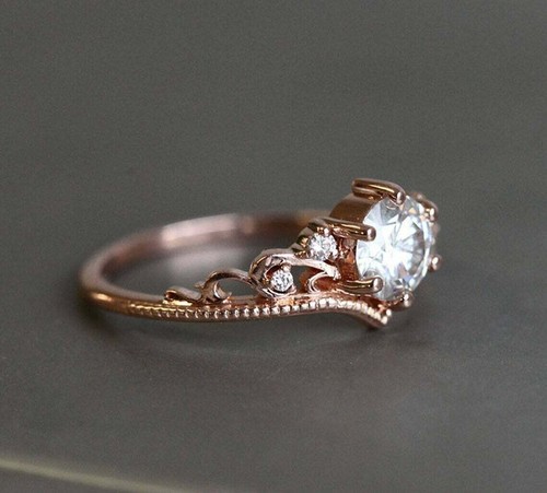 1.20 CT Round CUT Moissanite Vintage Engagement Ring Dainty filigree Art Deco - Picture 2 of 6