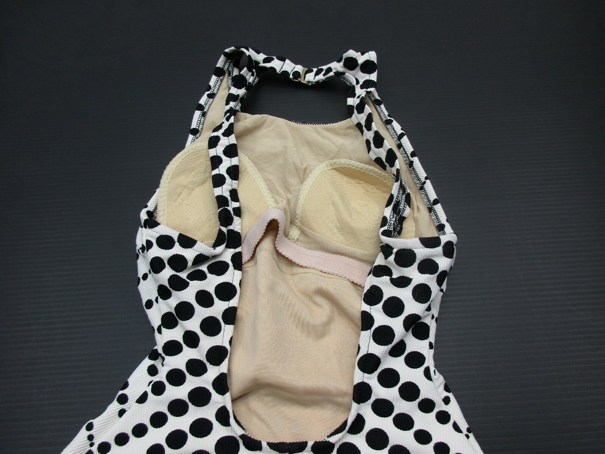 illusions by Cole Size 6 Women's Polka Dot One-Piece Black/White