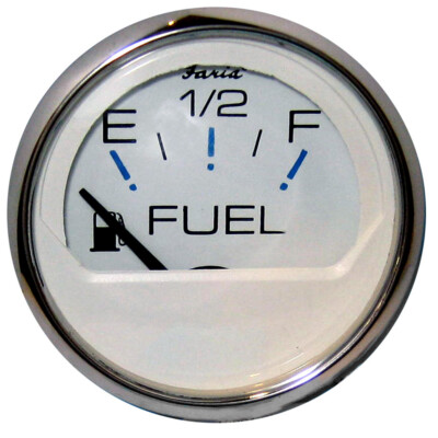 Faria Beede Instruments 13801 Chesapeake White Ss 2'' Fuel Level Gauge E-1/2-F