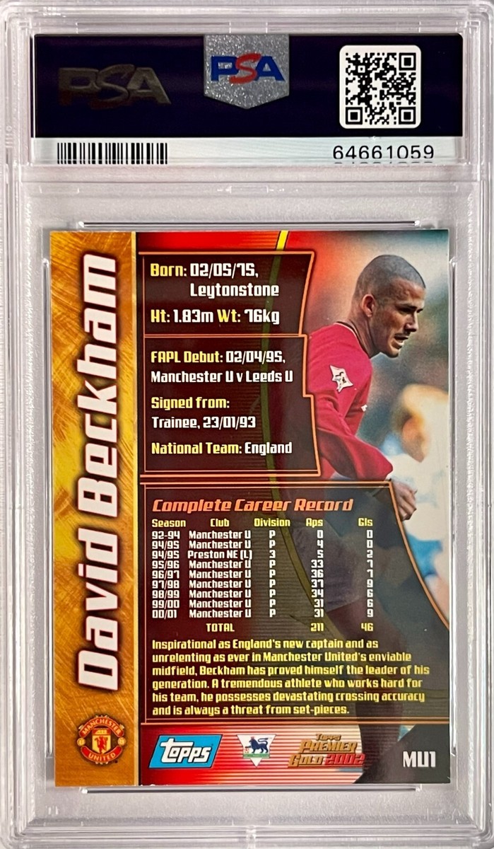 2001 Topps Premier Gold Manchester United #MU1 David Beckham PSA
