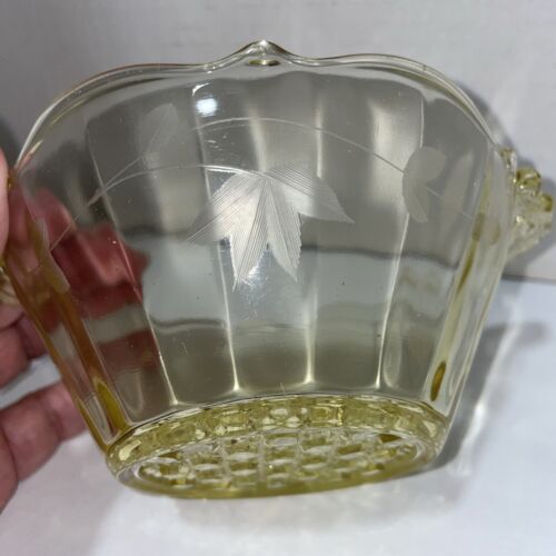 Vintage Lancaster Cane Landrum gelb Glas Mayonnaise Schale Finger Nüsse