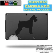 Standard Schnauzer Laser Engraved Onto An Aluminum Wallet