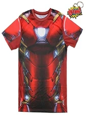 Iron Man Sublimated Civil War Mens' Shirt & Keychain Multi-Pack Gift Set NWT