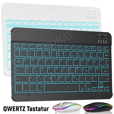 Für Xiaomi Mi Pad Teclast Blackview Nokia TCL QWERTZ Beleuchtete Tastatur Maus
