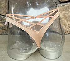 Victoria's Secret High Leg Satin Strappy THONG Panty Sz L TOFFEE NWT 16.95