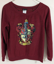 Harry Potter Gryffindor Burgundy Fleece Crew Sweatshirt Pajamas Top Women Sz L