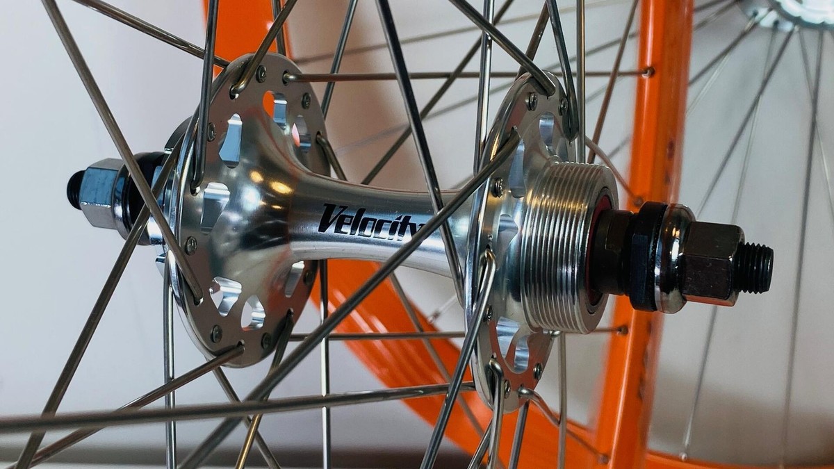 パーツ Velocity B43 - non CNC 32H - Orange Velocity B-43 700c Track/Fixie Wheelset 32h Fix / Free 100/120