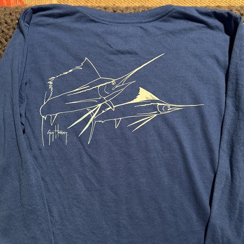 guy harvey t-shirts Blue Youth Medium Performance Fishing Shirt - Picture 3 of 3