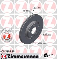 2X Zimmermann Bremsscheibe Coat Z 600.3207.20 FüR Audi A4 B5 VW Passat 3B2 3B5