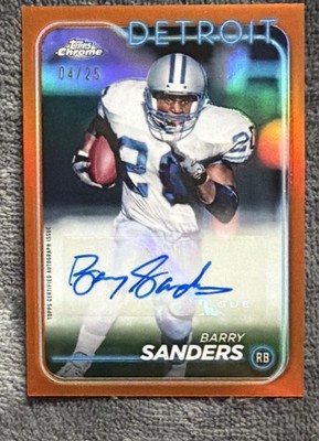 2024 Topps Chrome - Autographs Barry Sanders #BA-BSA Orange Refractor /25 (AU)