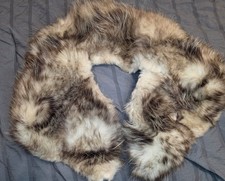Vintage Fox Fur Coat Collar Detachable Black Satin Lining Hook Closures