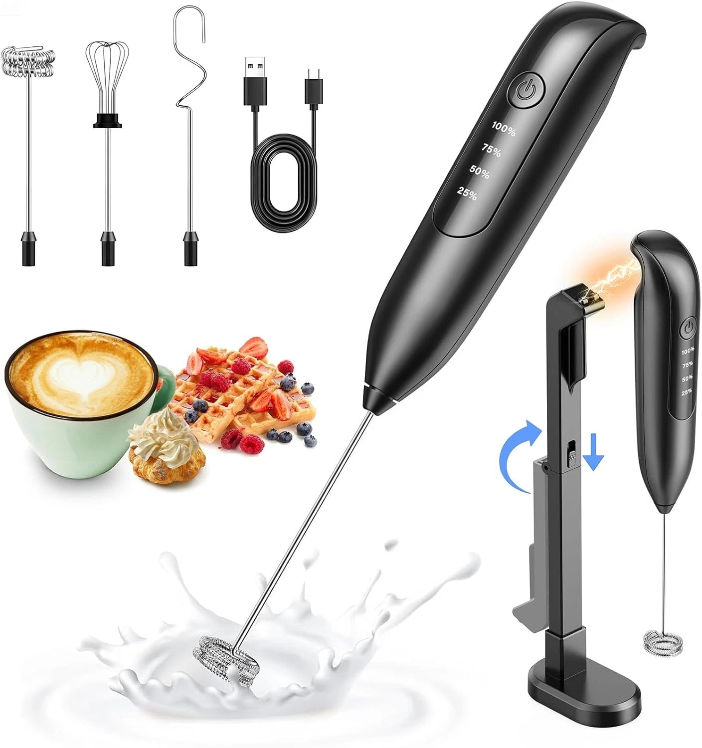 2 sets Electric Milk Frother Handheld: coffee frother rechargeable 3 in 1
Opens in a new window or t