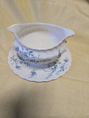 Myott England Fine Staffordshire Ware - Forget Me Not - Gravy Boat & Underplate