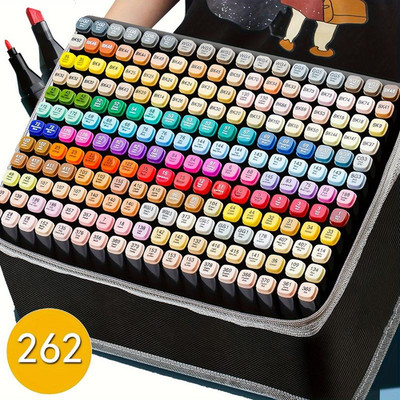 Dual Tip Alkohol Marker Stifte Set zum Zeichnen und Illustrieren - 264 Farben
