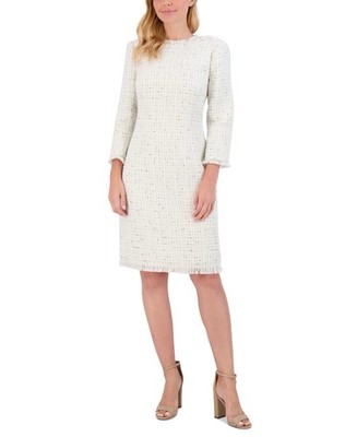 $188 Eliza J Womens Fringe-Trim Boucle Twe Ivory 8 191899529519 8 RT