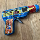 Vintage 1960s Space Ray Gun Made In Japan Tin Litho 6.5" Works Sparks