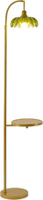 Glass Floor Lamp with Table and Shelves for Living Room Bedroom,Gold Standing La