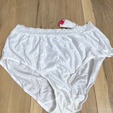 Hanes White Nylon Panties Lace Trim Vintage Women's Everyday