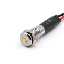 Alpinetech PL8MS 8mm  12V LED Signal Indicator Dash Light Chrome Bezel