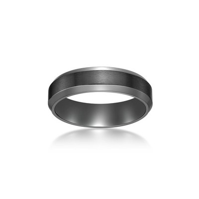 Schwarz Zirkon 6 mm klassisch abgeschrägte Kante Ehering Ring für Männer - Größen 7-12