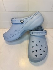 Crocs Classic Bae Platform Clogs Sherpa lining Slip On Blue Calcite EUC SIZE 9