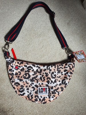Love Brighton Leopard Swing Tasche rot Reißverschluss 14'' x 6'' Neu mit Etikett
