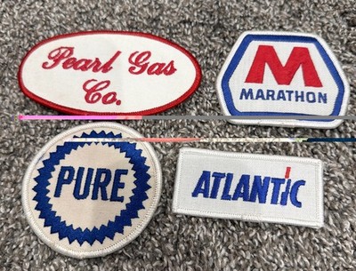Vintage Gas And Oil Jacket Patches Lot Of 4 Pearl Gas, Marathon, Pure, Atlantic