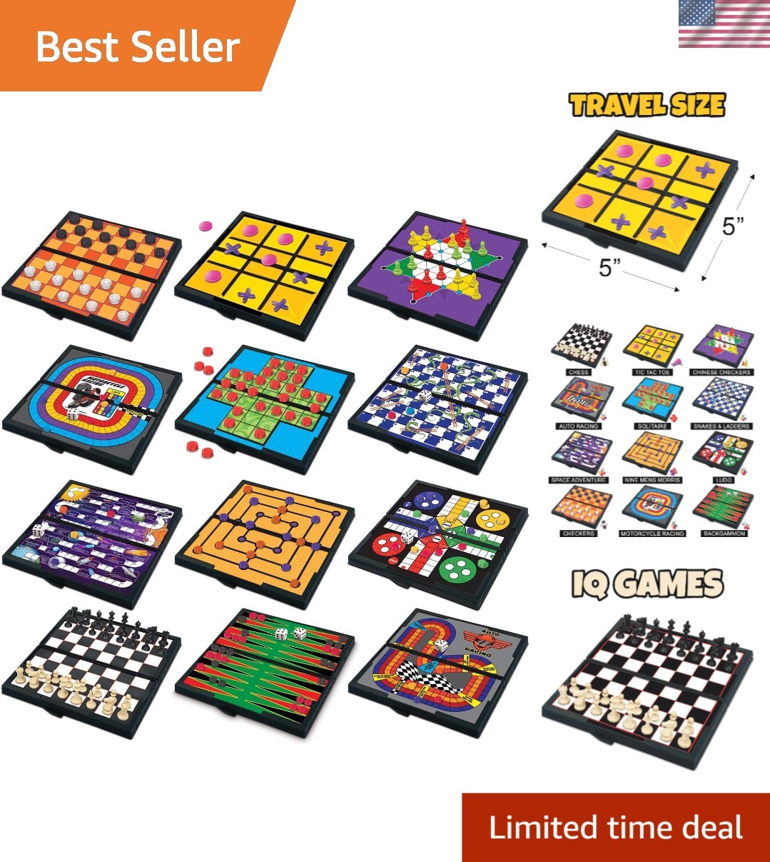 Juego de mesa magnético - 12 juegos de viaje compactos para familias sobre la marcha