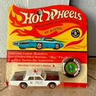 Vintage 1969 Hot Wheels HW Redline - Police Cruiser White Black Hood *L@@K*