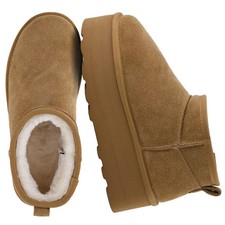 CUSHIONAIRE Hippy Women  s Platform Ankle Boots   Genuine Suede Faux Fur Lining