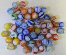  20948m Vintage Group of 50 Peltier Glass Marbles .59 to .68 Inches