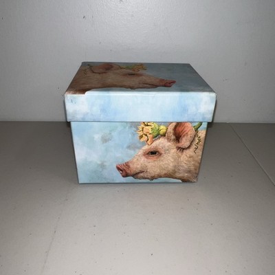 Vicki Sawyer Pink Pig Mug Cup Yellow Flower Blossom PPD Paper Products EUC