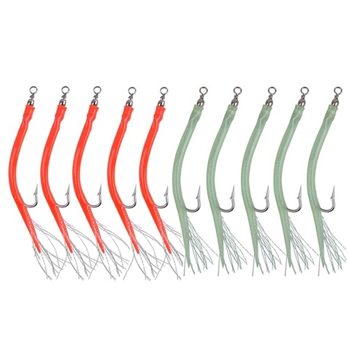 Haute Qualité 5Pcs MoruePêche Anguille Tube Jig Appât avec Pieuvre Barbelée - Photo 2/51