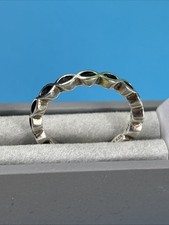 Pandora Black Enamel Eternity Stacker Ring Size K Band 925 Sterling Silver ALE