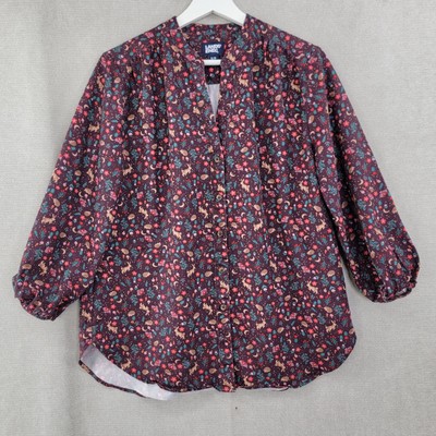 Lands End Womens Top Hedgehog Rabbit Print Tunic Size Small Forestcore Prairie
