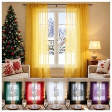2 Panels Basic Rod Pocket light Filtering Sheer Voile Curtains