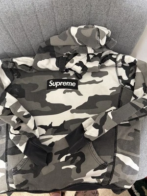 Supreme Men's Hoodie Black and White Camo Hooded Sweatshirt Size Medium - image 1 of 4