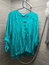 Lightweight Teal Pintuck Button Tunic Top