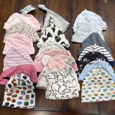 Cute Newborn Infant Hats Mixed Prints/solids Lot Of 20